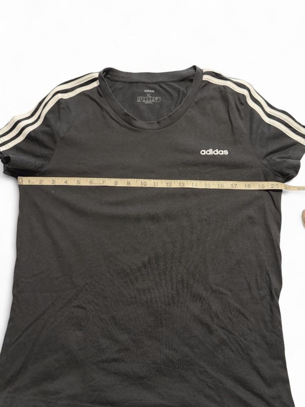 adidas Women’s Black Tee with White 3-Stripe Shoulder - Picture 5 of 8